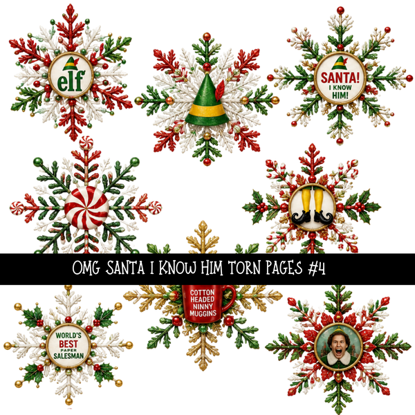 Omg Santa I Know him Torn Pages UV DTF Decal sheets 7 Designs available