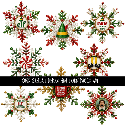 Omg Santa I Know him Torn Pages UV DTF Decal sheets 7 Designs available