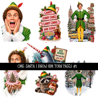 Omg Santa I Know him Torn Pages UV DTF Decal sheets 7 Designs available