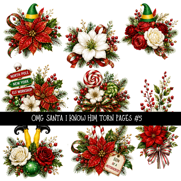 Omg Santa I Know him Torn Pages UV DTF Decal sheets 7 Designs available