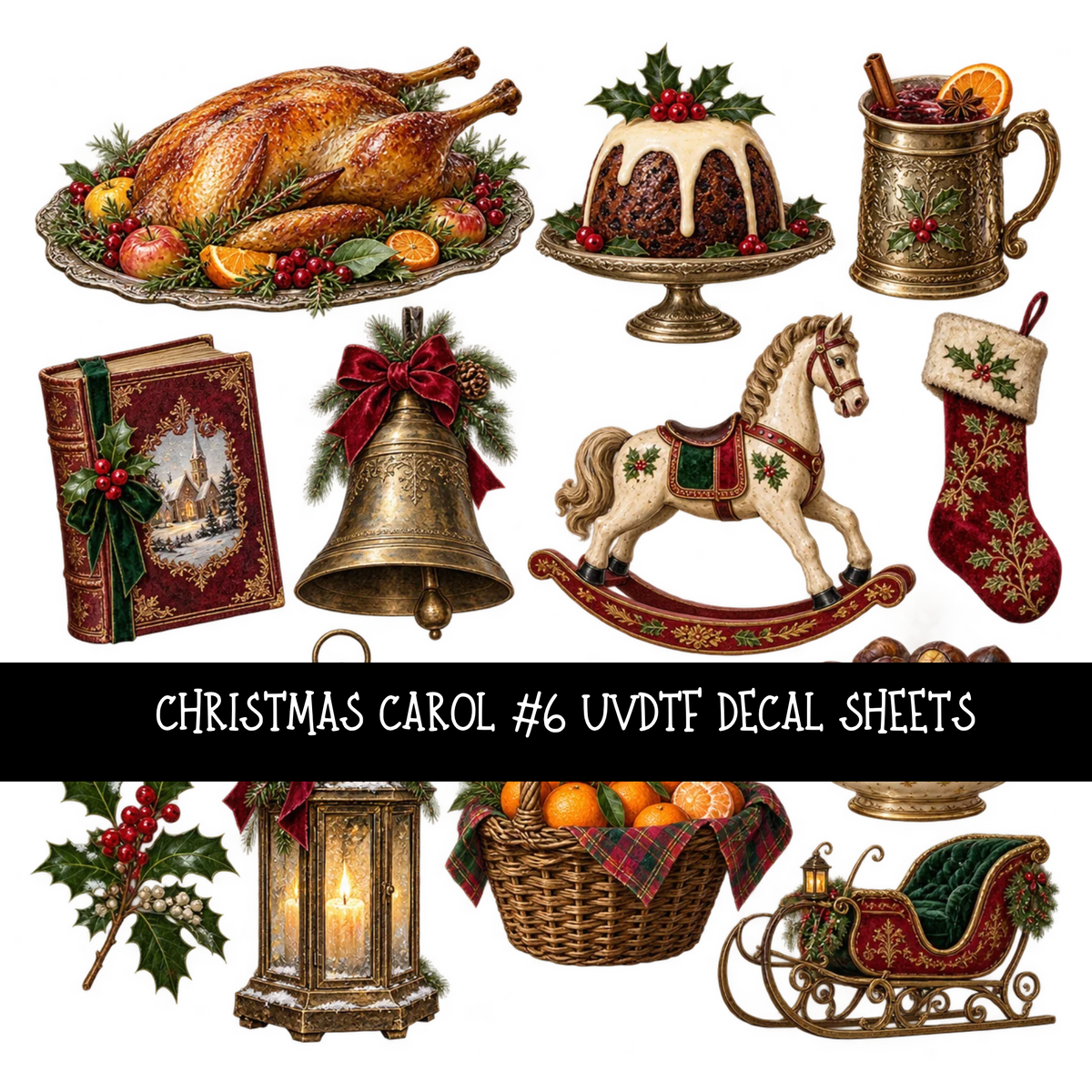 Christmas carol - UV DTF Decal sheets 18 Designs available