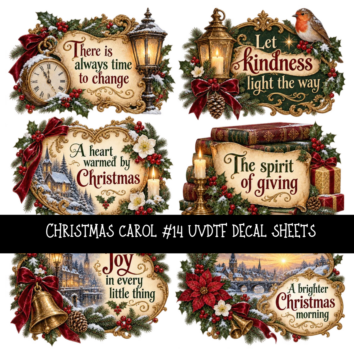 Christmas carol - UV DTF Decal sheets 18 Designs available