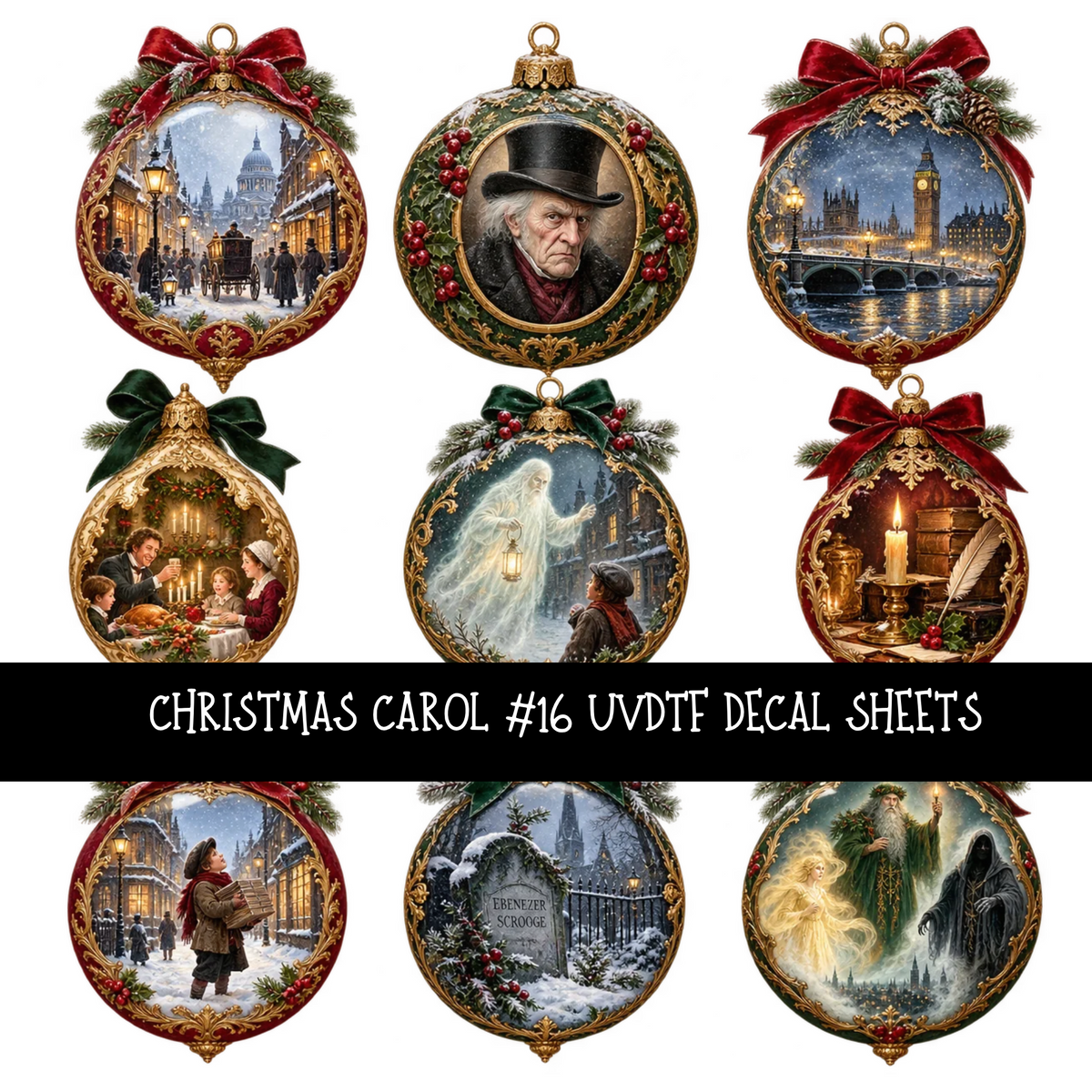 Christmas carol - UV DTF Decal sheets 18 Designs available