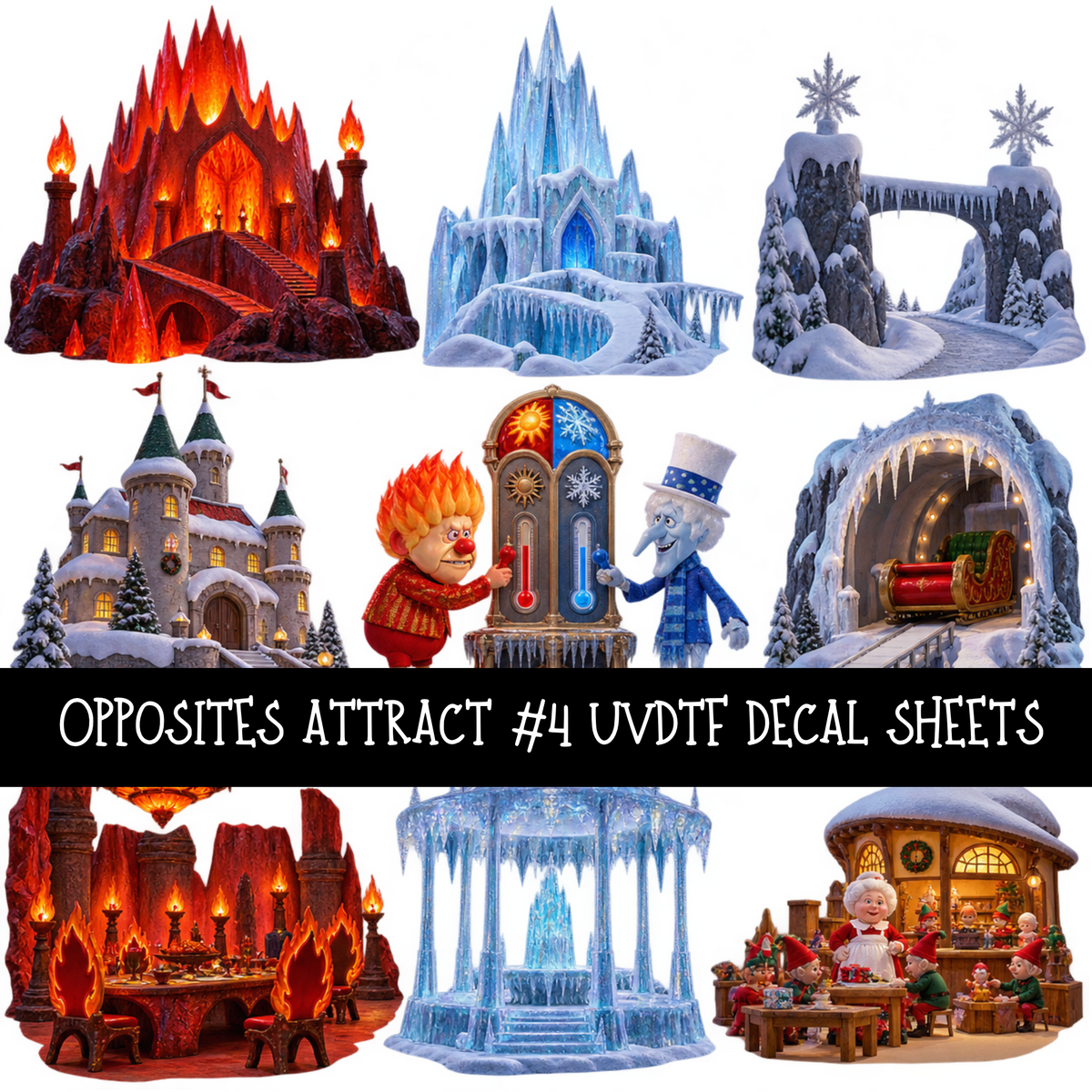 Opposites Attract - UV DTF Decal sheets 9 Designs available