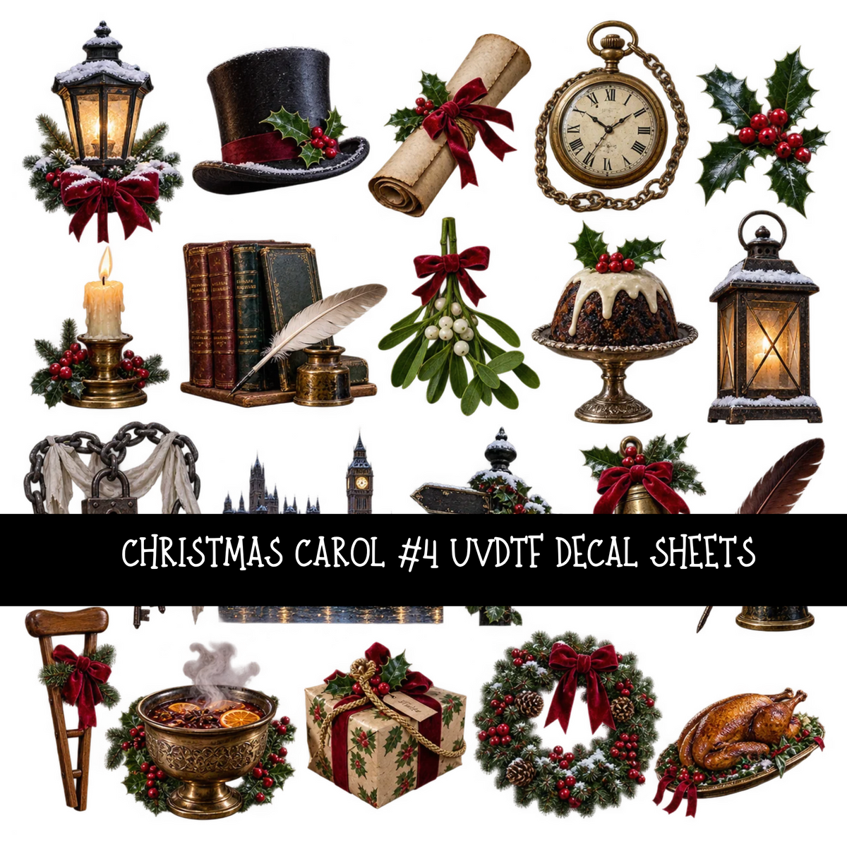 Christmas carol - UV DTF Decal sheets 18 Designs available