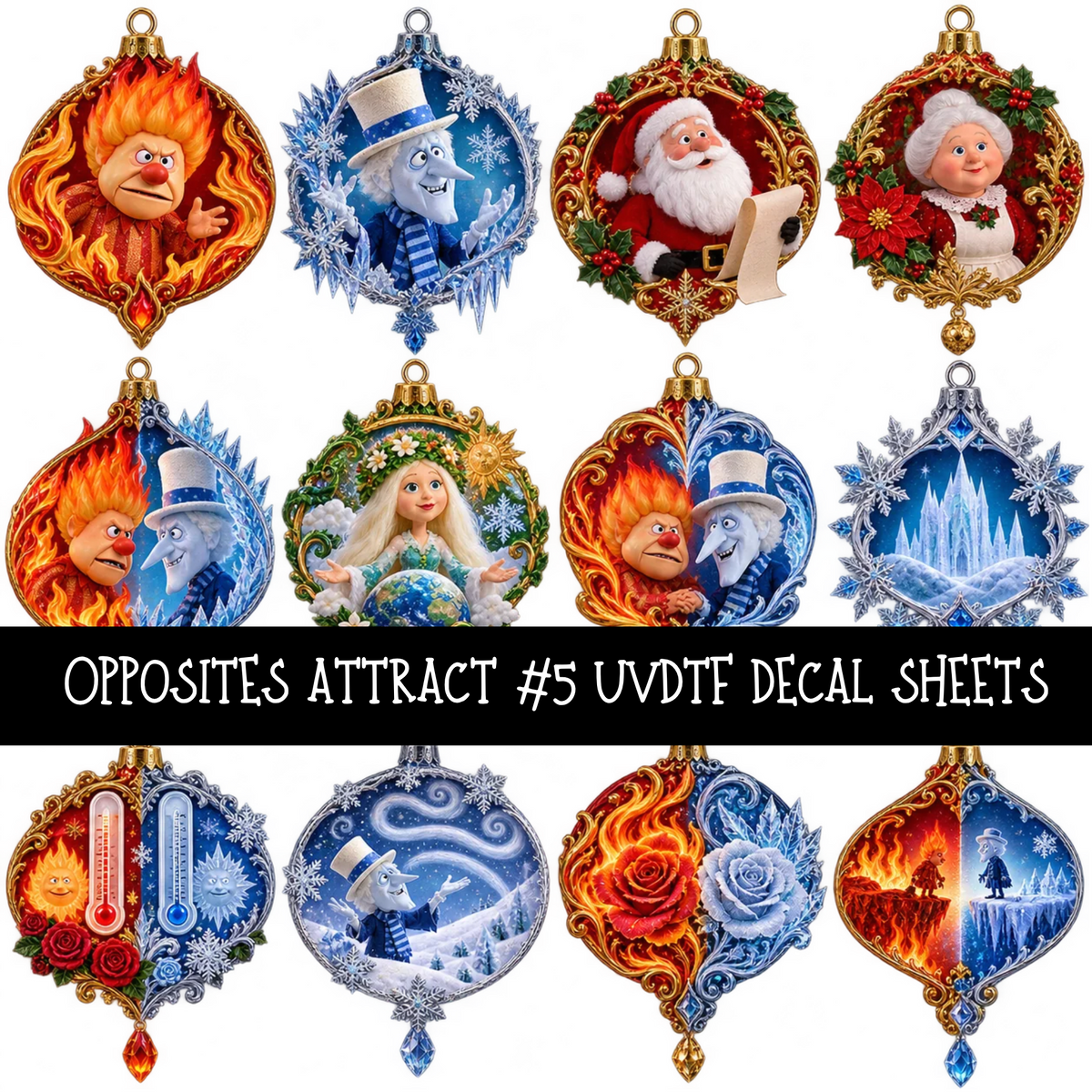 Opposites Attract - UV DTF Decal sheets 9 Designs available
