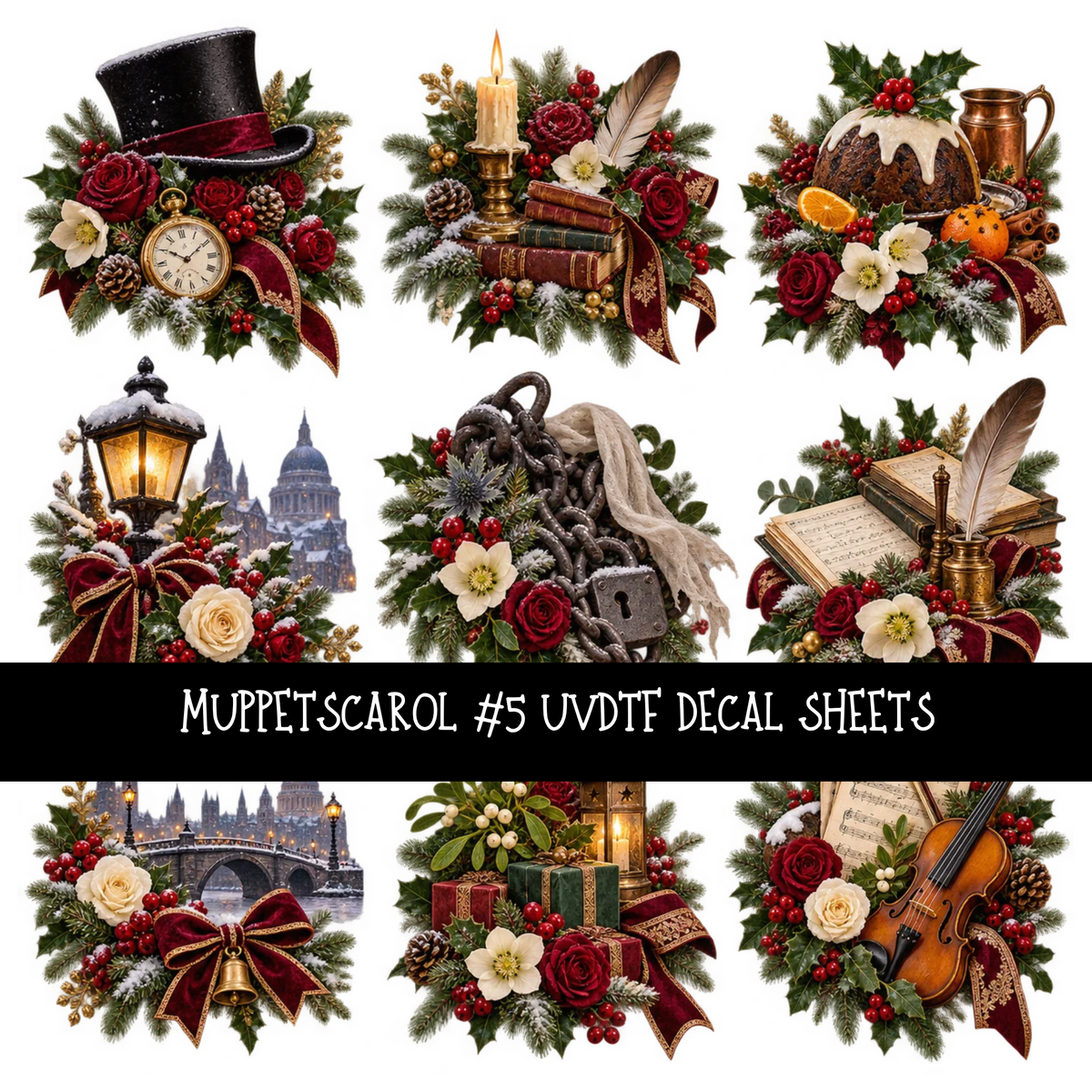 Christmas carol - UV DTF Decal sheets 18 Designs available