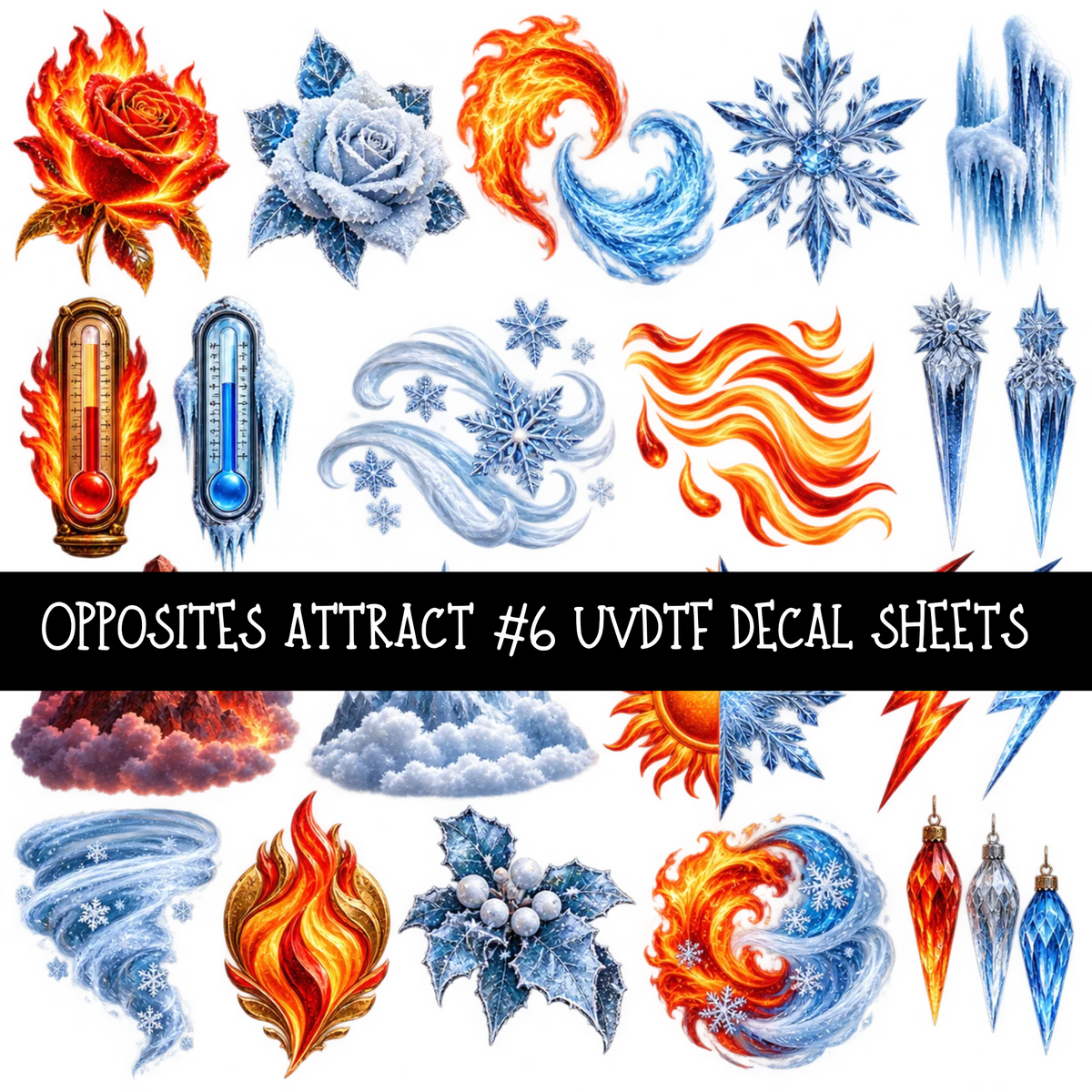 Opposites Attract - UV DTF Decal sheets 9 Designs available