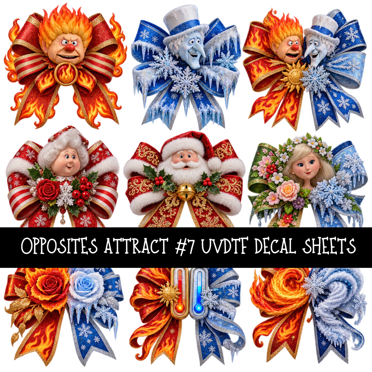 Opposites Attract - UV DTF Decal sheets 9 Designs available