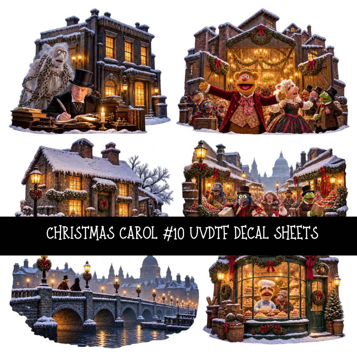 Christmas carol - UV DTF Decal sheets 18 Designs available