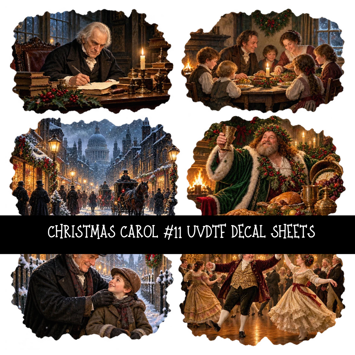 Christmas carol - UV DTF Decal sheets 18 Designs available