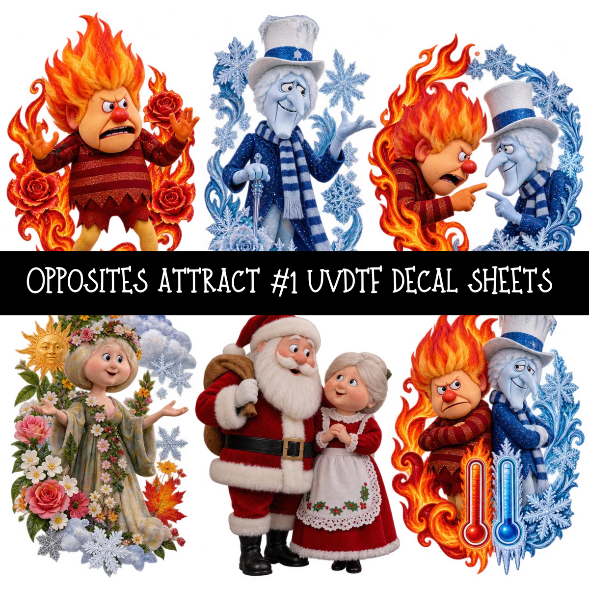 Opposites Attract - UV DTF Decal sheets 9 Designs available