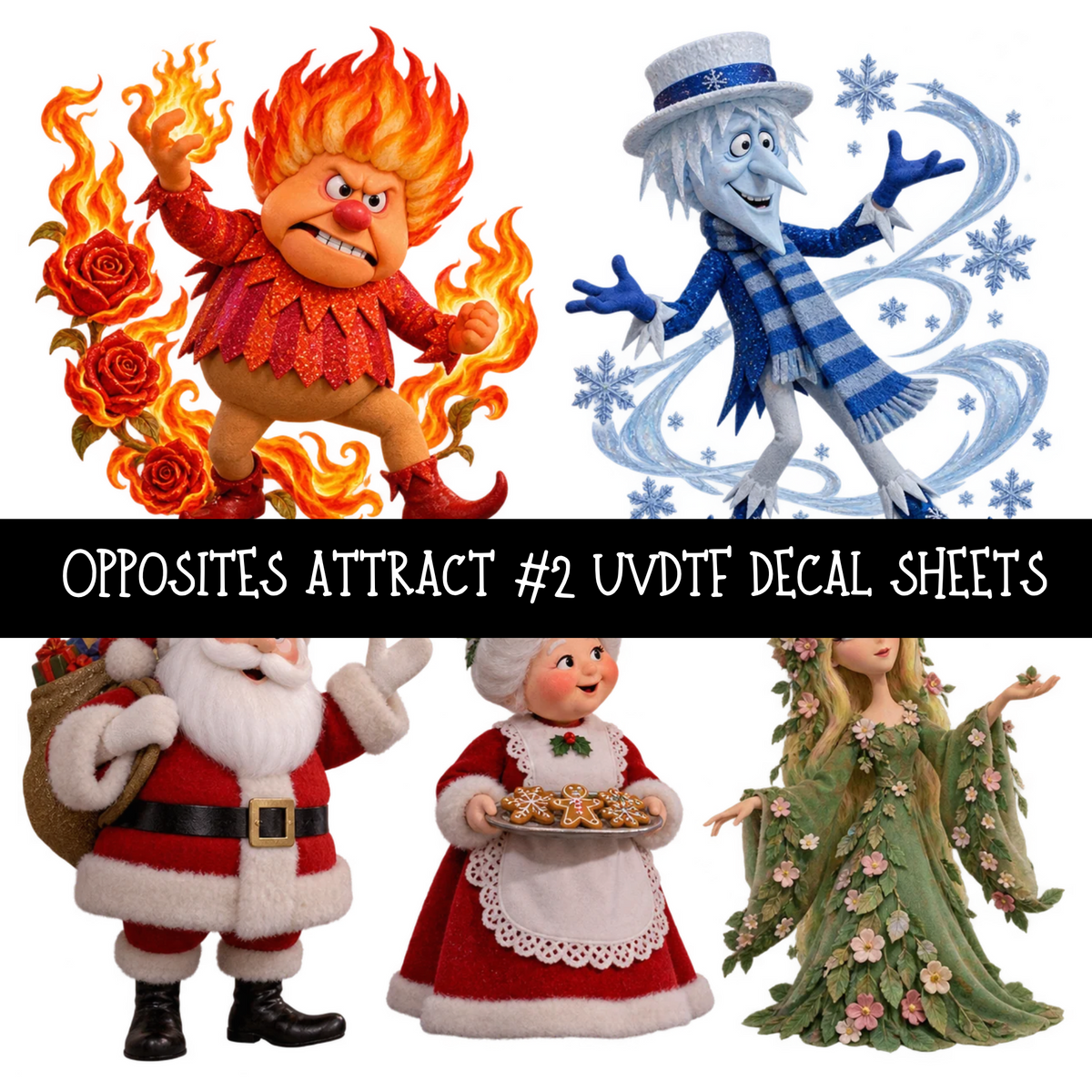 Opposites Attract - UV DTF Decal sheets 9 Designs available