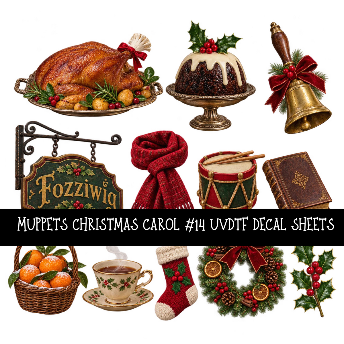 Muppets Christmas carol - UV DTF Decal sheets 16 Designs available