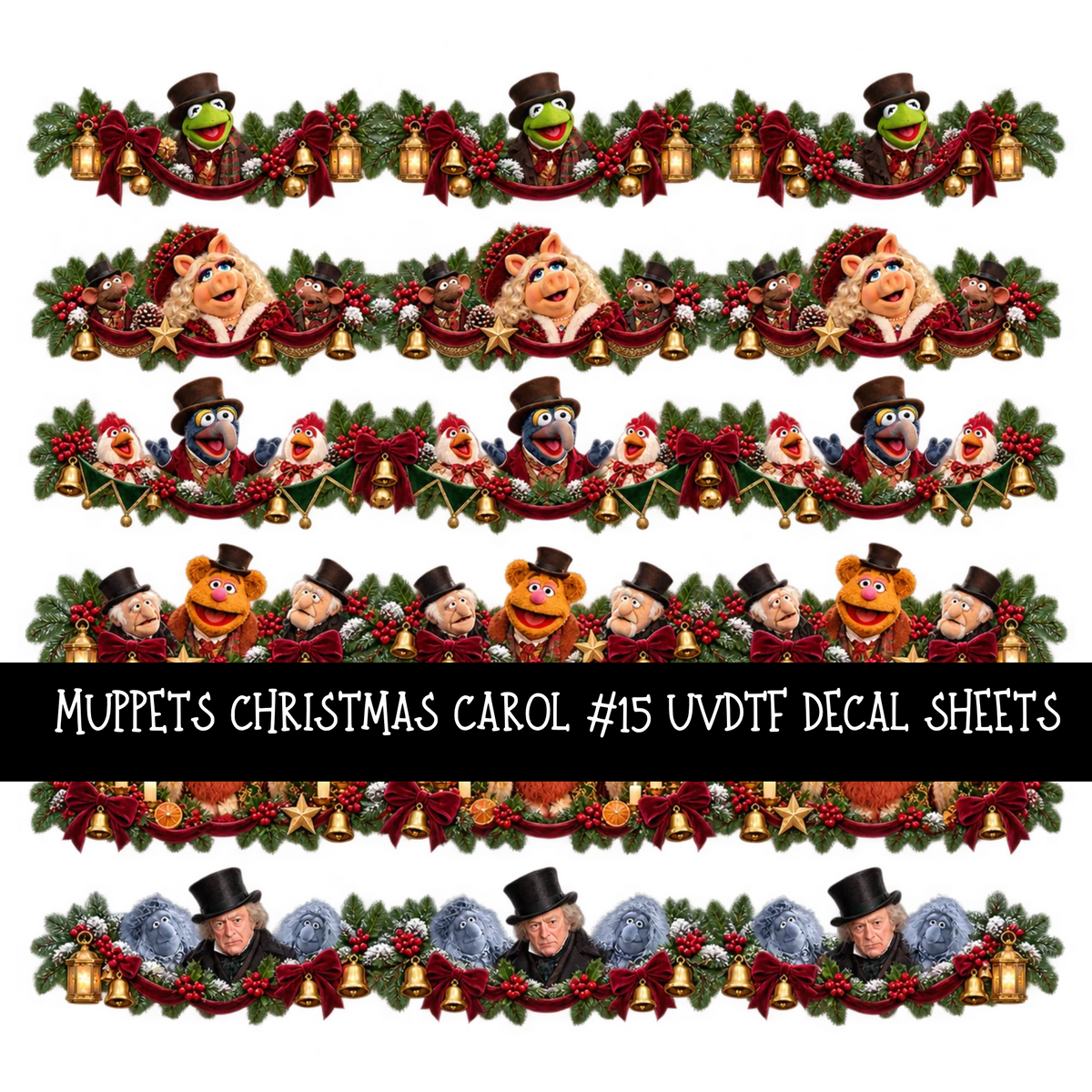 Muppets Christmas carol - UV DTF Decal sheets 16 Designs available