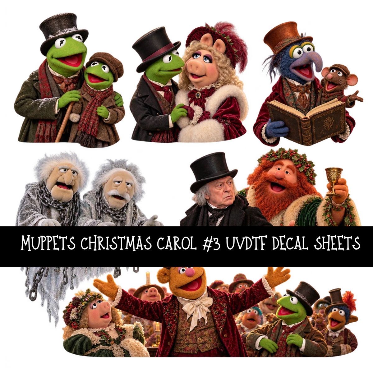 Muppets Christmas carol - UV DTF Decal sheets 16 Designs available