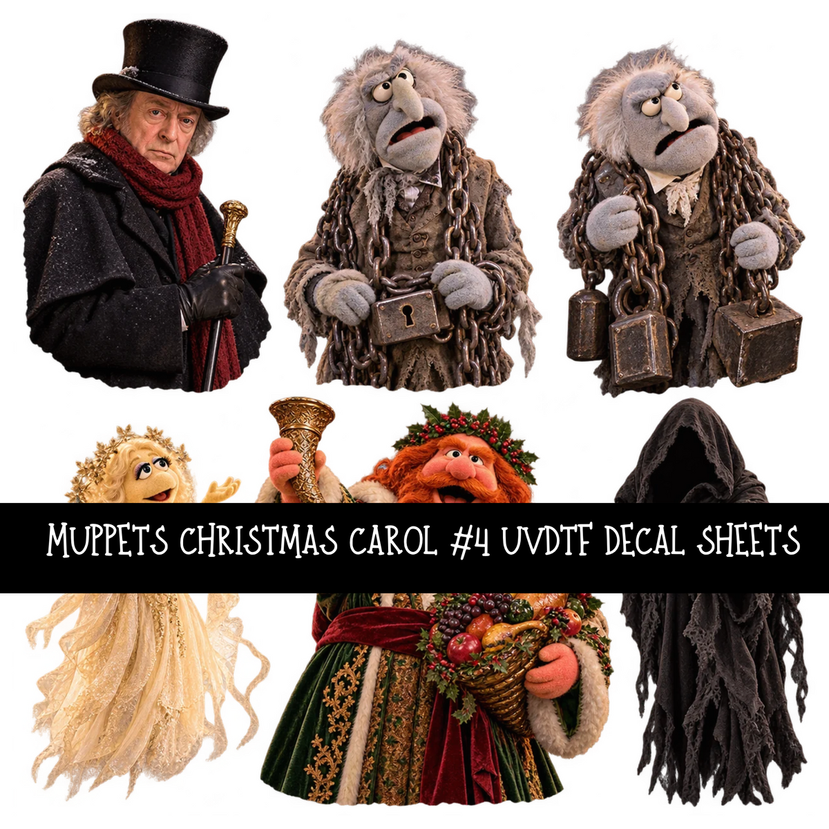 Muppets Christmas carol - UV DTF Decal sheets 16 Designs available