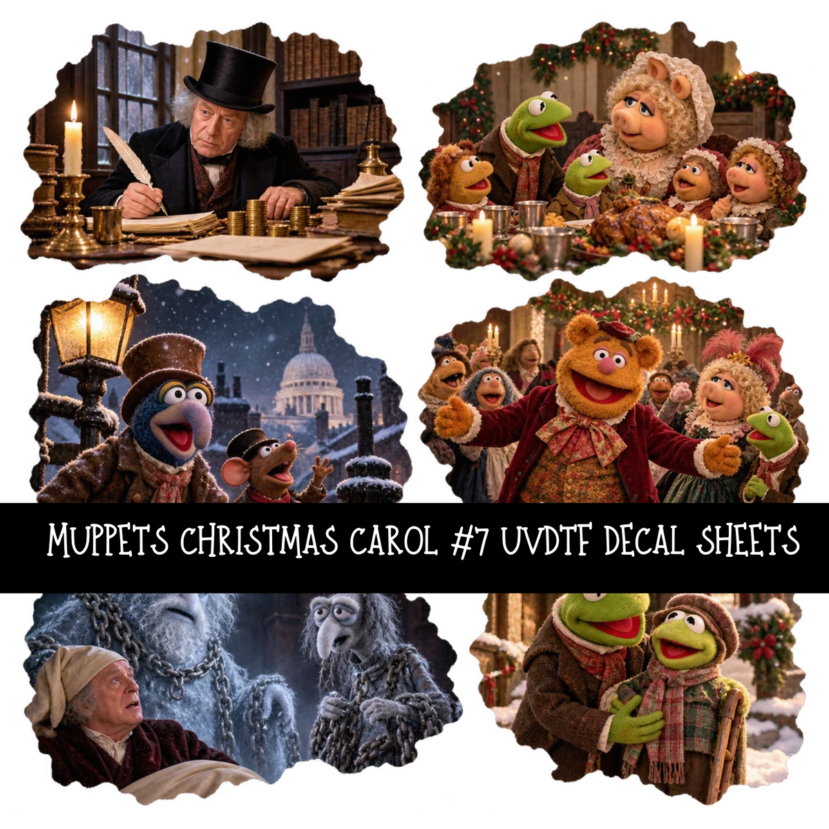 Muppets Christmas carol - UV DTF Decal sheets 16 Designs available