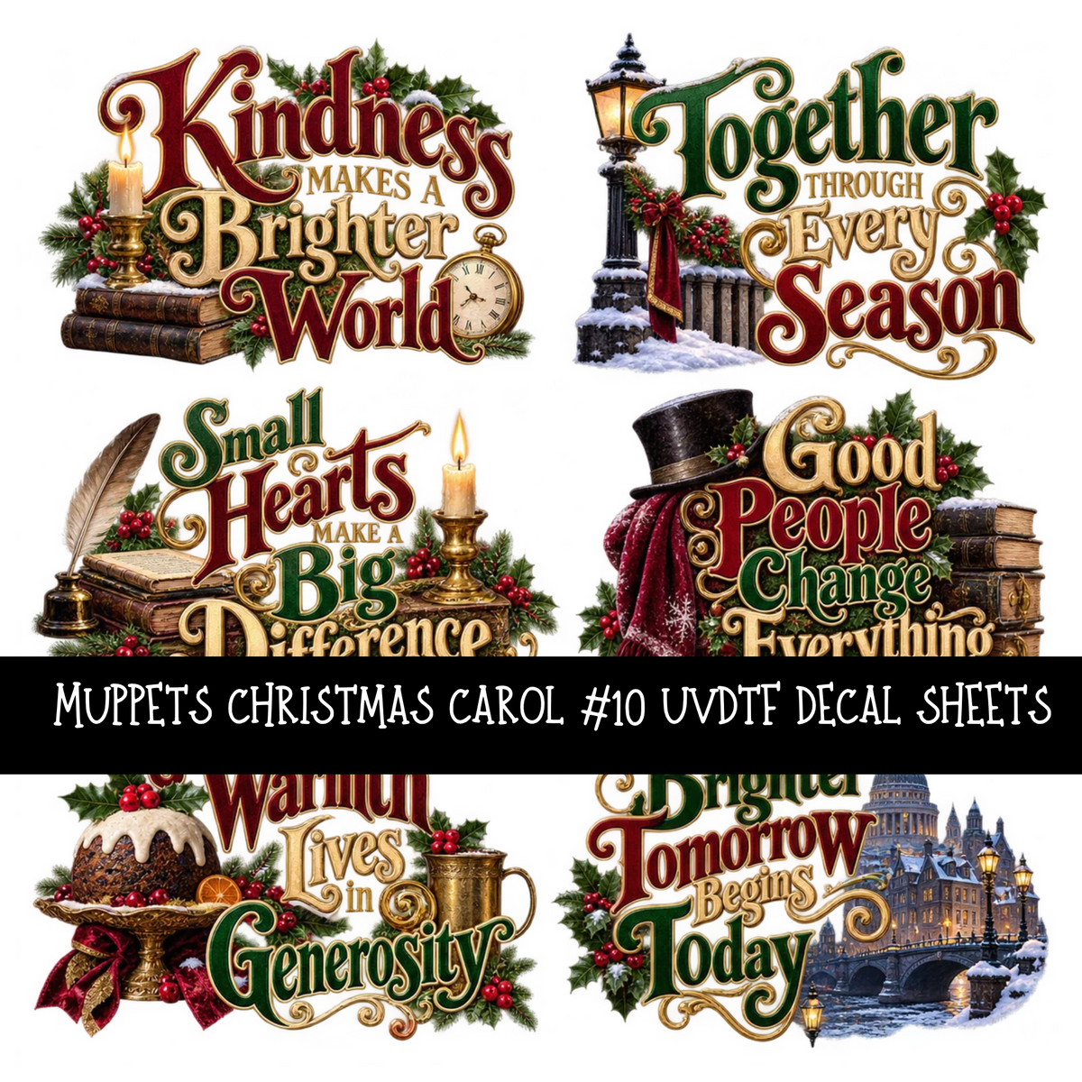 Muppets Christmas carol - UV DTF Decal sheets 16 Designs available