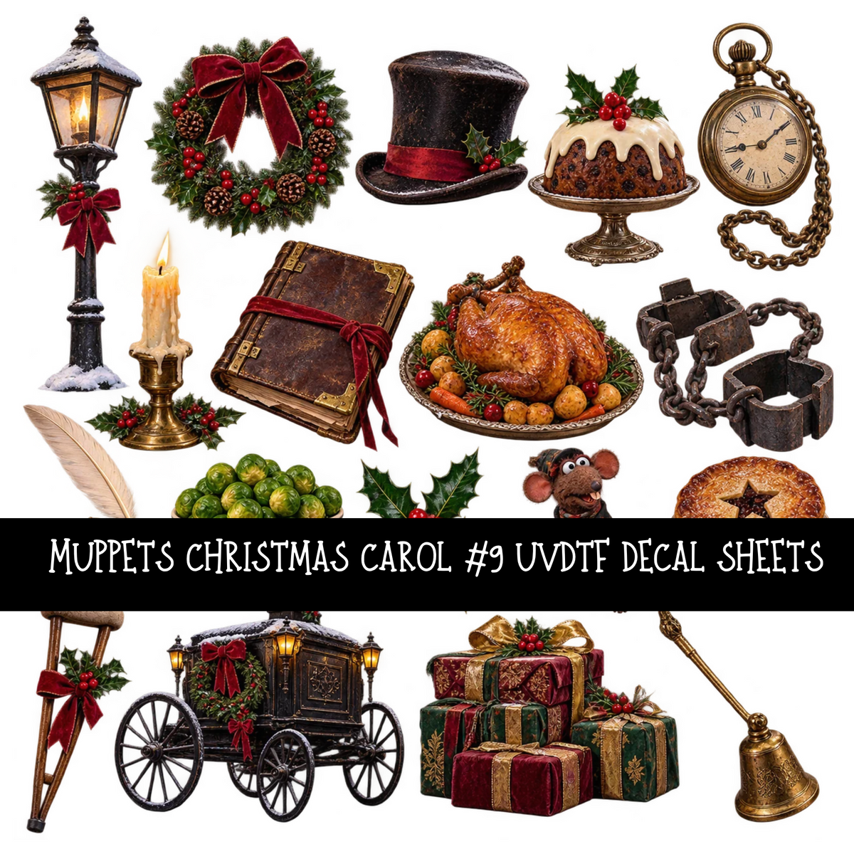 Muppets Christmas carol - UV DTF Decal sheets 16 Designs available