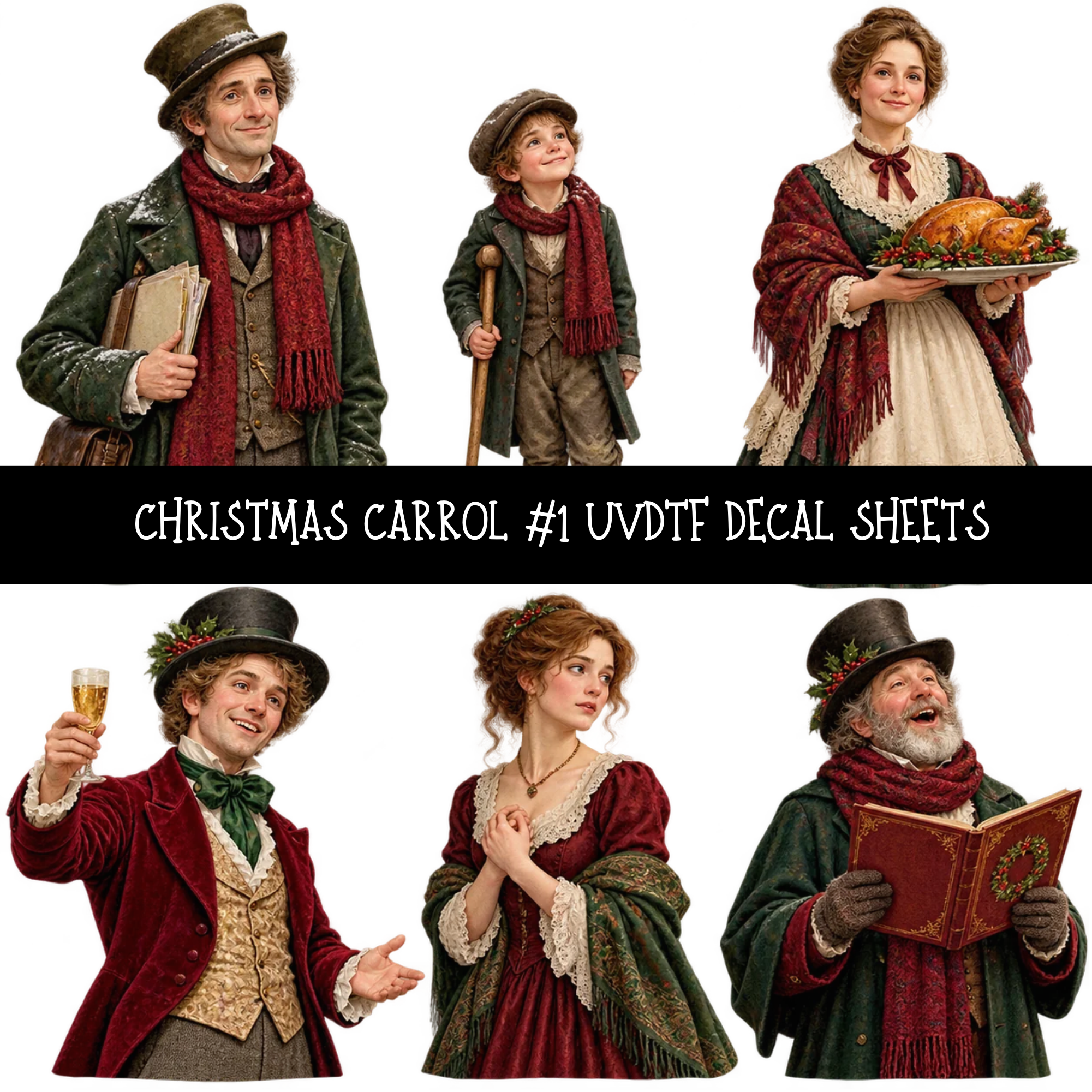 Christmas carol - UV DTF Decal sheets 18 Designs available – 3D Undercover
