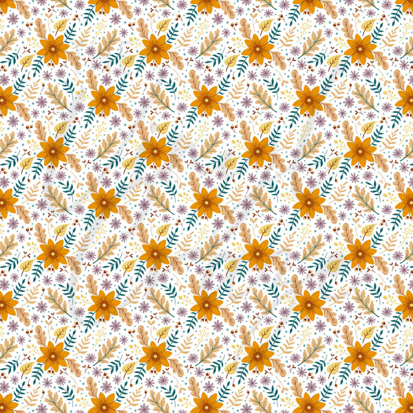 Orange Fall Floral - Adhesive Vinyl Sheets
