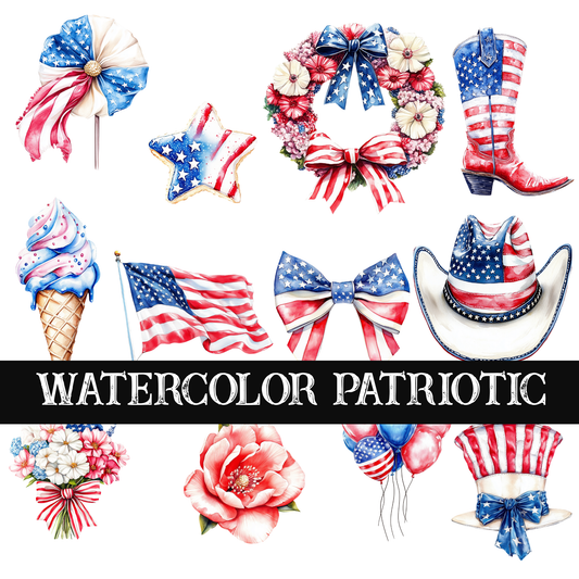 Watercolor Patriotic - UV DTF Decal sheet
