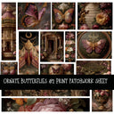 Ornate Butterflies Print Patchwork precut vinyl sheet available in 12x12 or 6x6 sizes