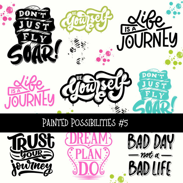 Painted Possibilities Torn Pages UV DTF Decal sheets 5 designs available