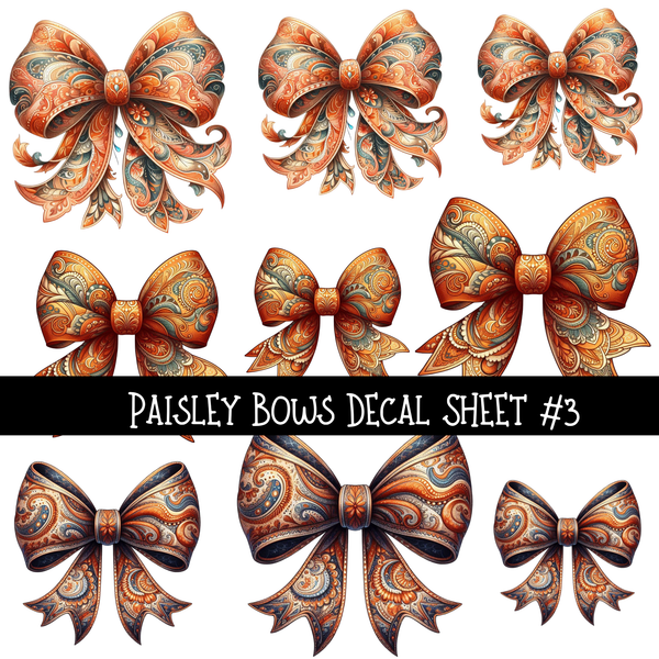 Paisley Bows - UV DTF Decal sheets