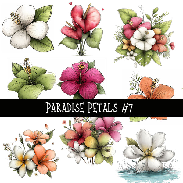 Paradise Petals UV DTF Decal sheets 7 Design Options