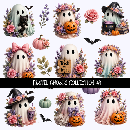 Pastel Ghosts Collection - UV DTF Decal sheet (4 varriants)