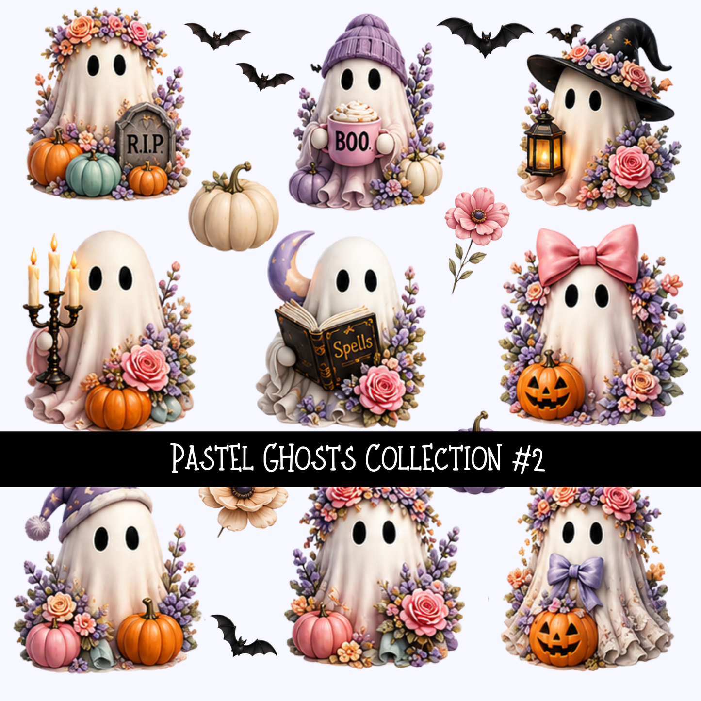 Pastel Ghosts Collection - UV DTF Decal sheet (4 varriants)