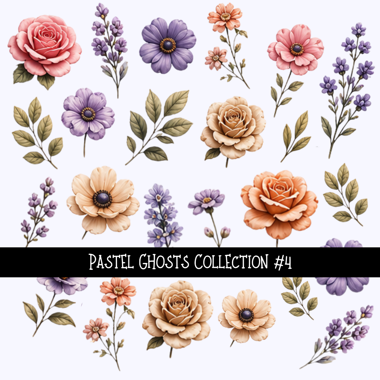 Pastel Ghosts Collection - UV DTF Decal sheet (4 varriants)
