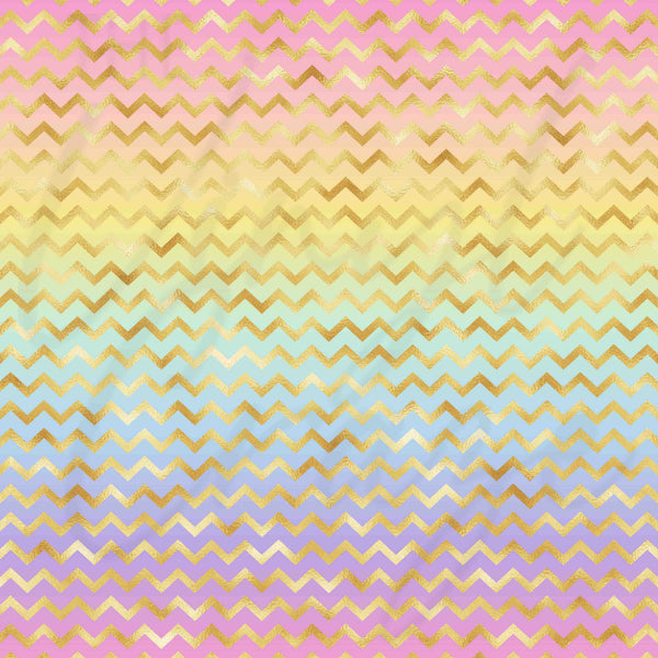 Pastel Rainbow and Gold Chevron - Adhesive Vinyl Sheets