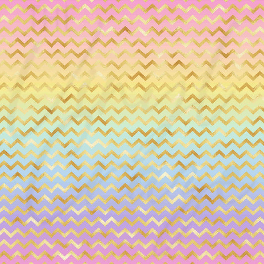 Pastel Rainbow and Gold Chevron - Adhesive Vinyl Sheets