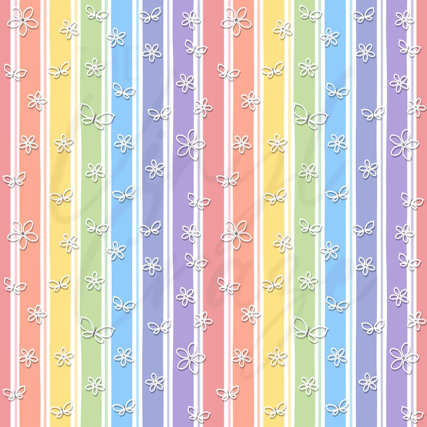 Pastel Stripes and Butterflies - Adhesive Vinyl Sheets