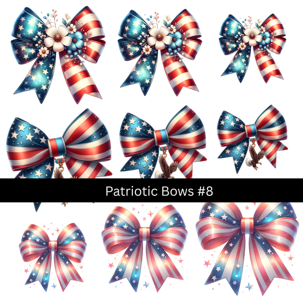 Patriotic bows UV DTF Decal sheets