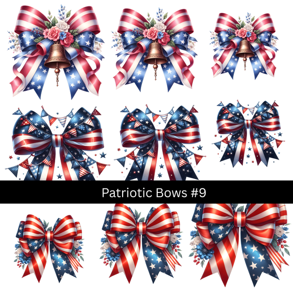 Patriotic bows UV DTF Decal sheets