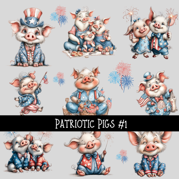 Patriotic Pigs - UV DTF Decal sheets