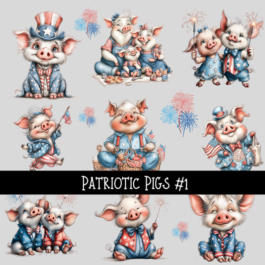 Patriotic Pigs - UV DTF Decal sheets