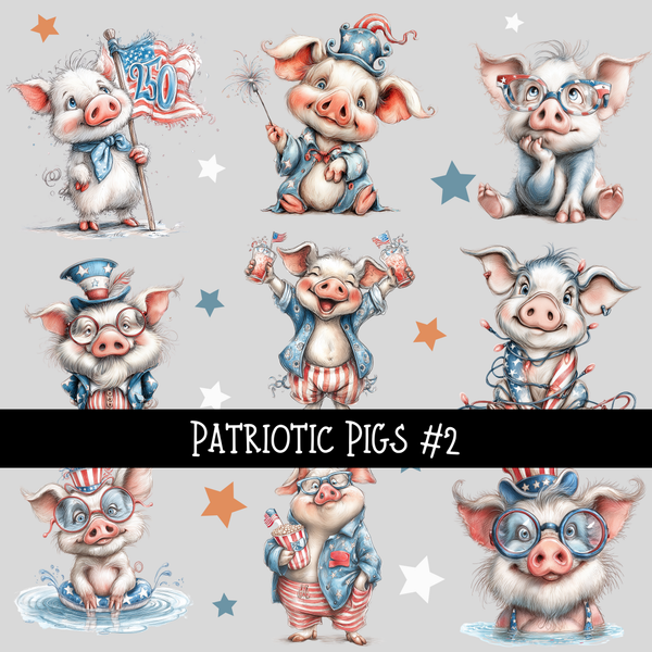Patriotic Pigs - UV DTF Decal sheets