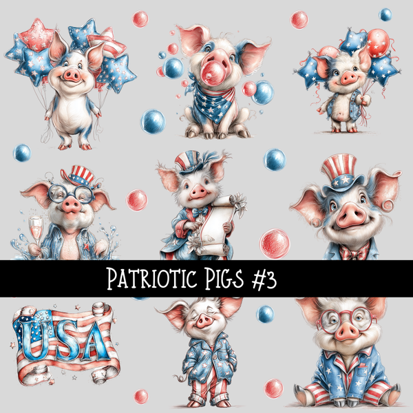 Patriotic Pigs - UV DTF Decal sheets