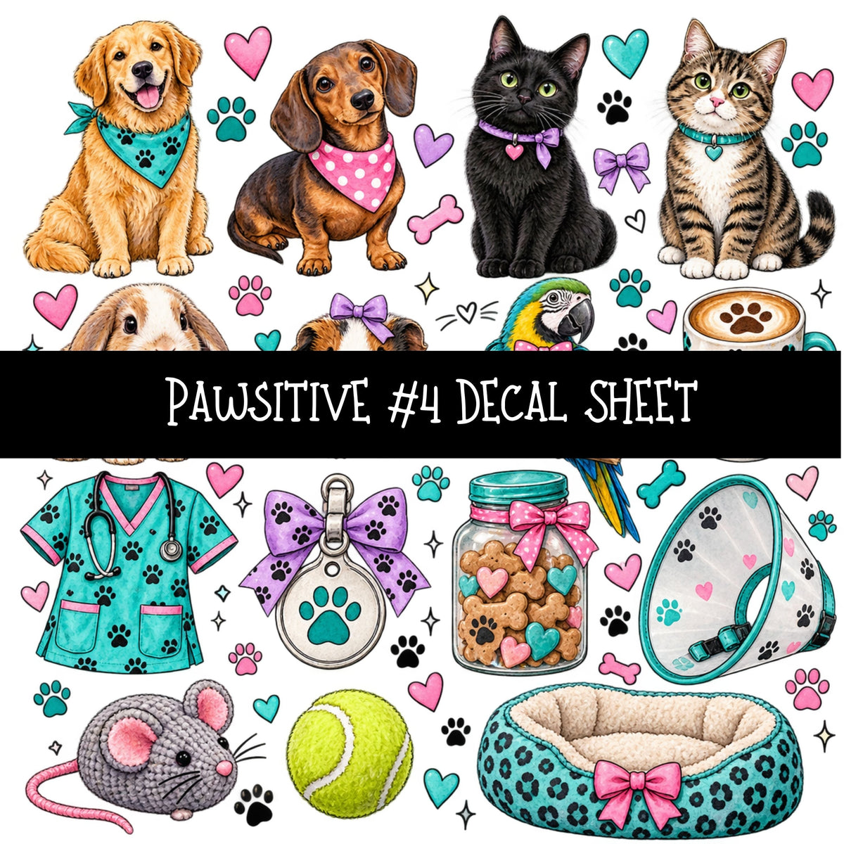 Pawsitive UV DTF Decal sheets 11 Designs available