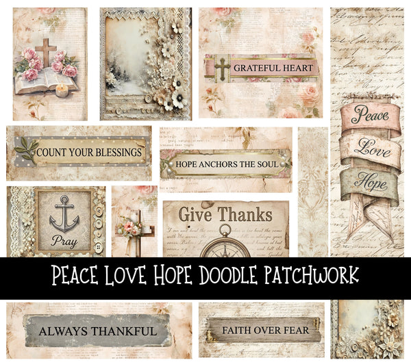 Peace Love Hope Doodle Patchwork Set