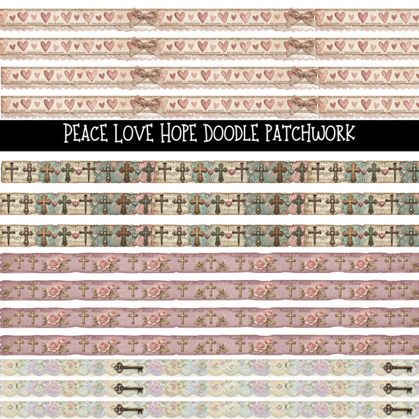 Peace Love Hope Doodle Patchwork Set