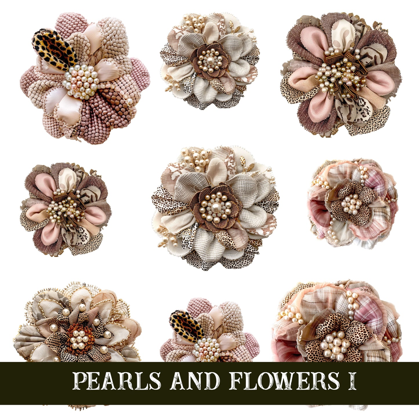 Pearls and Flowers UV DTF Decal Sheets 4 sheet design options