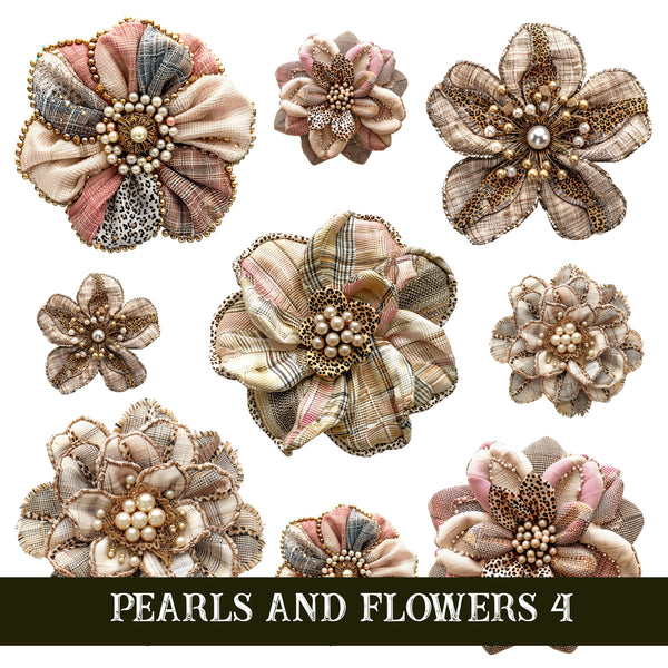 Pearls and Flowers UV DTF Decal Sheets 4 sheet design options