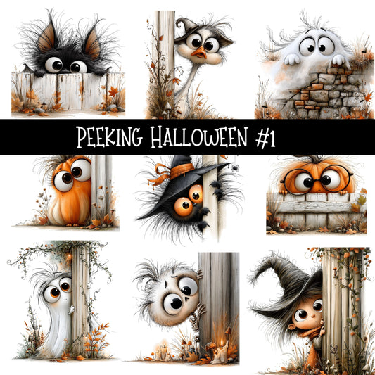 Peeking Halloween Torn Pages UV DTF Decal sheets 5 Designs available