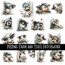 Peeping Farm and Toile Doodle Patchwork Set